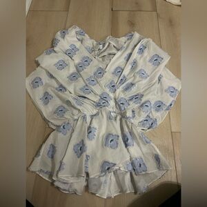 Caroline Constas Blue Floral Top size s